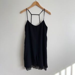 TOPSHOP Black Lace Trim Mini Dress